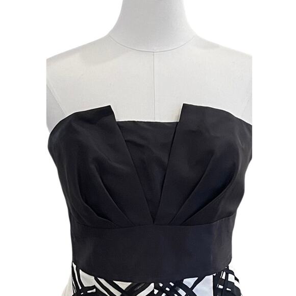 WHBM Silk Black & White Strapless Full Skirt Cocktail Dress, 10 - Picture 2 of 16